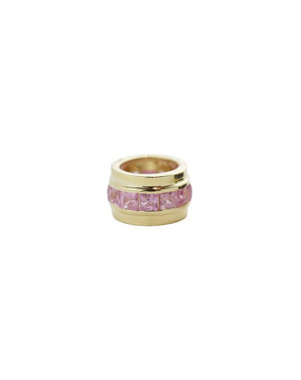 14K Gold Shiny Edge Pink Sapphire Baguette Spacer