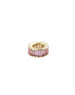 14K Gold Pink Sapphire Baguette Round Charm Spacer