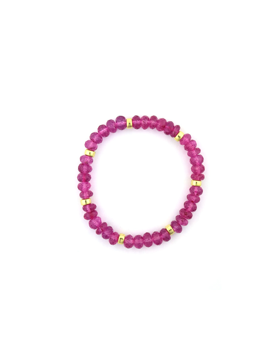 5mm Pink Topaz Rondelle Stretchy Bracelet
