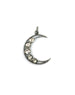 Large Silver Polki Diamond Crescent Moon Charm