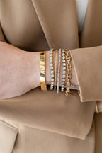 14K Gold Marinar Diamond Bar Link Bracelet