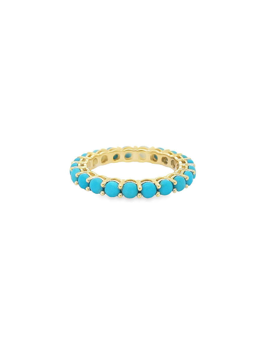 14K Gold Pronged Turquoise Eternity Ring