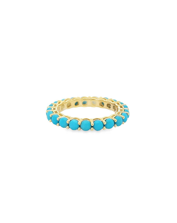 14K Gold Pronged Turquoise Eternity Ring