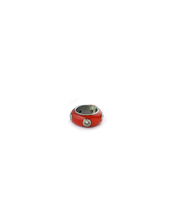 Mini Silver Red Enamel Dotted Diamond Spacer