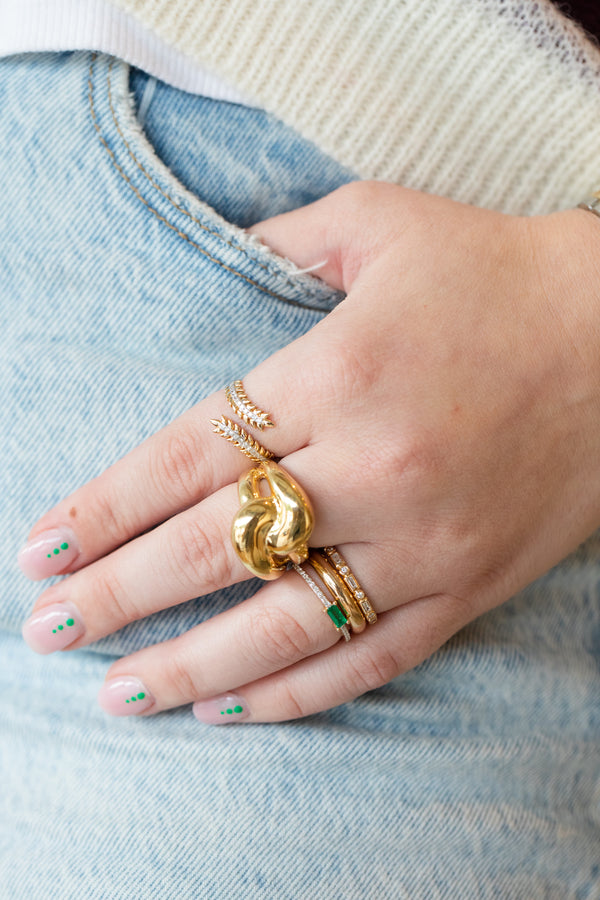 14K Gold Baguette Emerald Diamond Ring