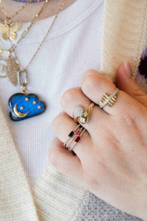 14K Gold Baguette Ruby Diamond Ring