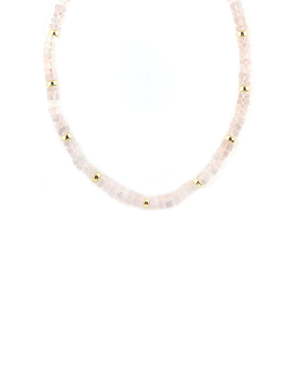 Sliced Rose Quartz Rondelle Necklace