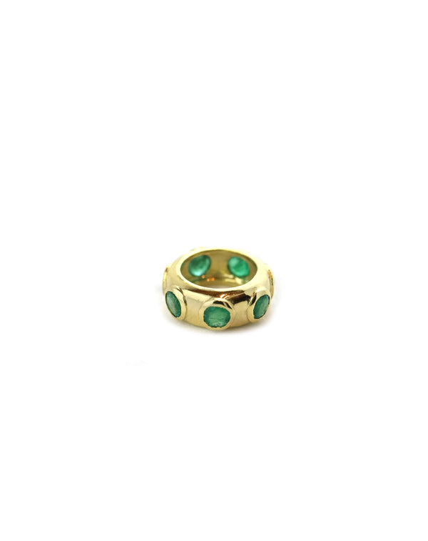 14K Gold Thick Dotted Round Emerald Spacer