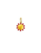 Small 14K Gold Ruby Framed Shiny Disk Charm