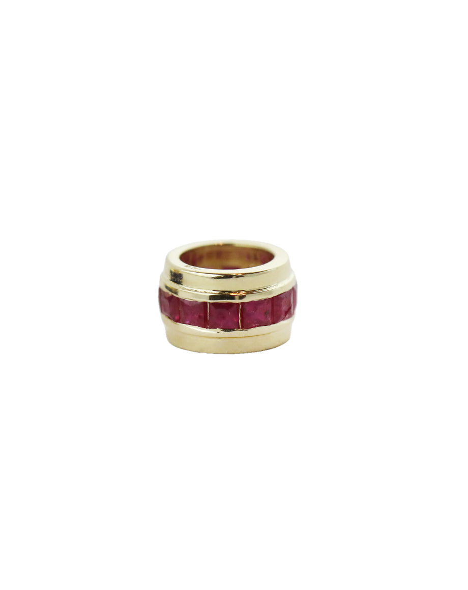 14K Gold Shiny Edge Ruby Baguette Spacer
