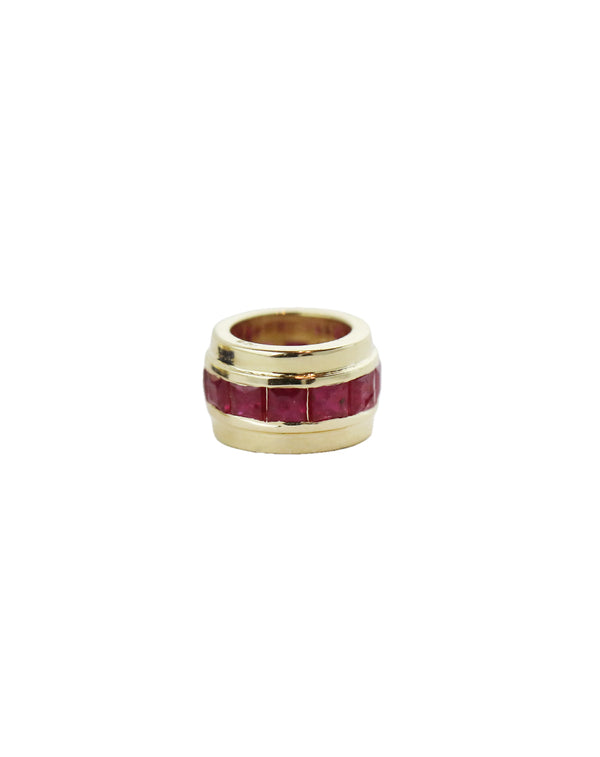 14K Gold Shiny Edge Ruby Baguette Spacer