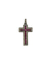 Silver Diamond Baguette Ruby Cross Charm
