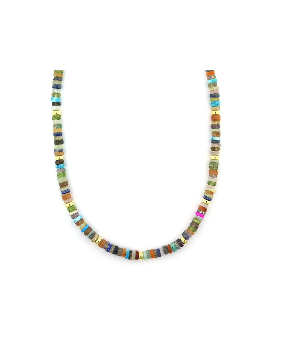 6mm Heishi Sandy Multi Agate Rondelle Necklace