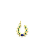 Diamond Edge 14K Gold Emerald & Oval Sapphire Horseshoe Charm