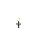 14K Gold Mini Blue Sapphire Cross Charm
