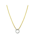 Gold Filled Round Box Chain 17mm Silver Diamond Lock Necklace