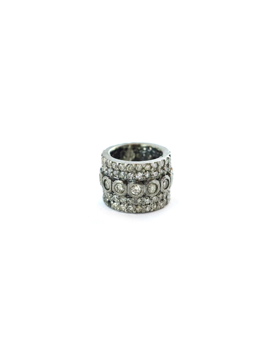 Thick Silver Mixed Diamond Spacer