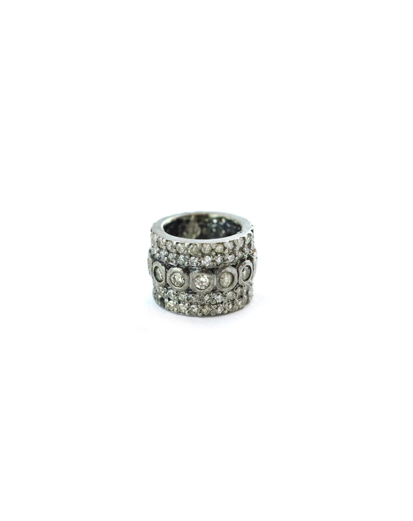 Thick Silver Mixed Diamond Spacer