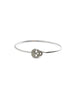 Single Silver Diamond Skull Bangle