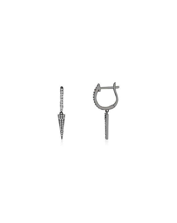 12mm Silver Diamond Triangle Charm Huggies