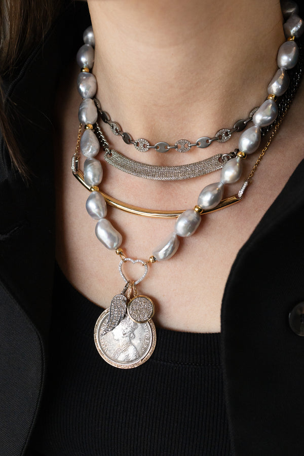 Thick Silver Diamond ID Cuban Necklace