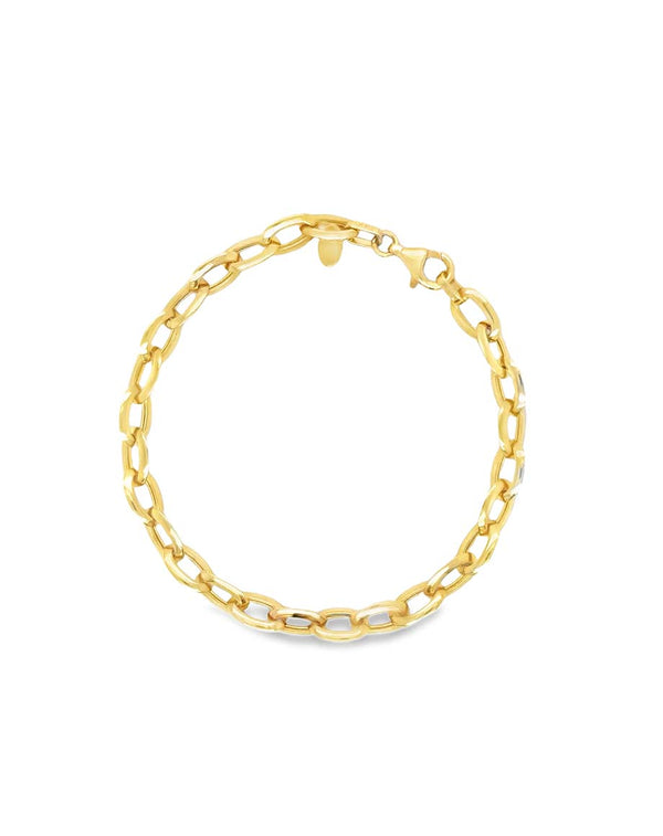 7.5" 14K Curved Flat Oval Link Bracelet