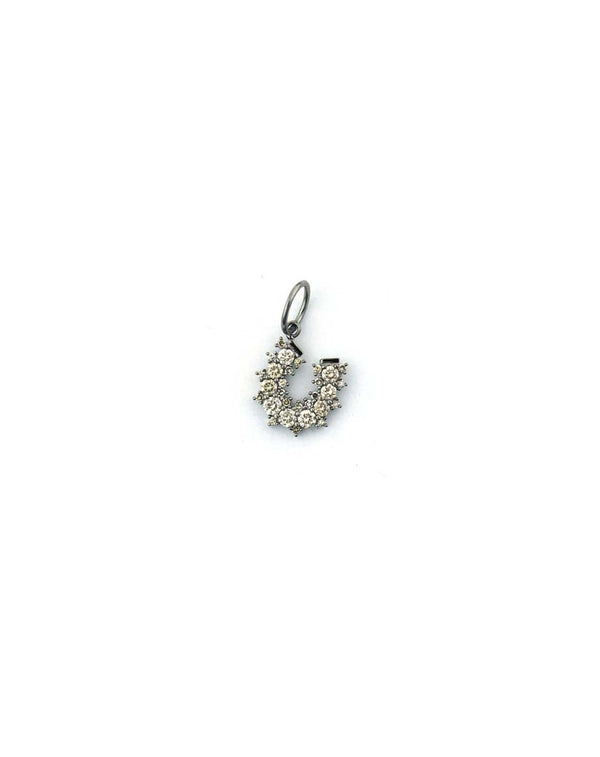 Silver Diamond Spiked Horseshoe Charm