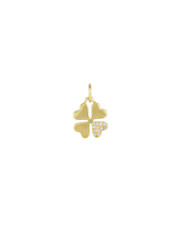 Mini 14K Gold Diamond Clover Charm