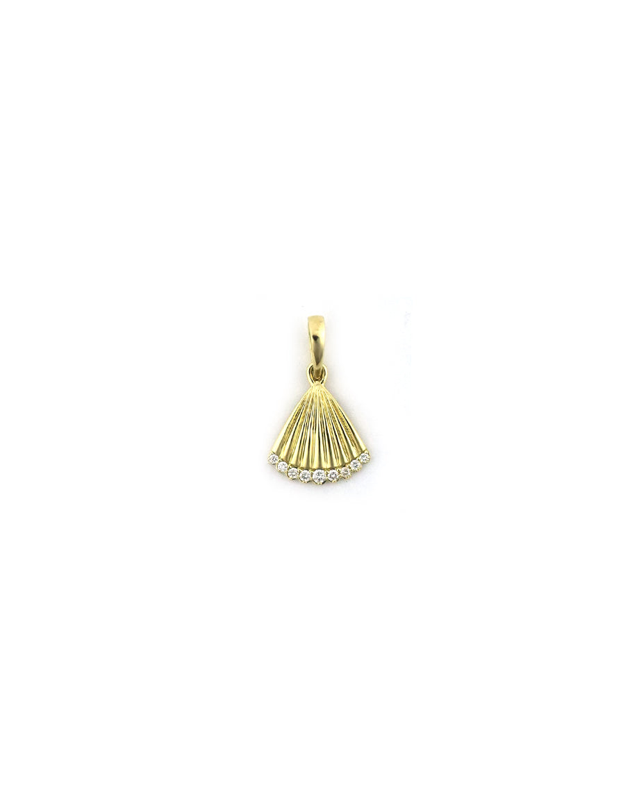 14K Gold Diamond Edge Shell Charm