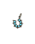 Small Thick Silver Turquoise Diamond Horseshoe