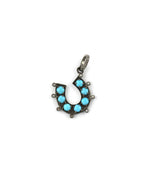 Small Thick Silver Turquoise Diamond Horseshoe
