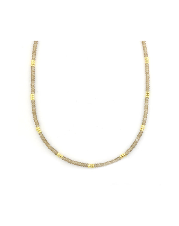 Smoky Taupe Zircon Trio Rondelle Necklace