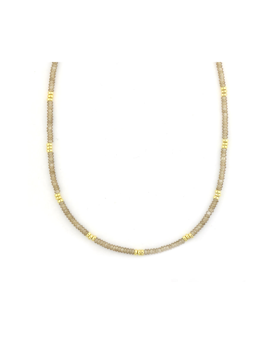 Smoky Taupe Zircon Trio Rondelle Necklace