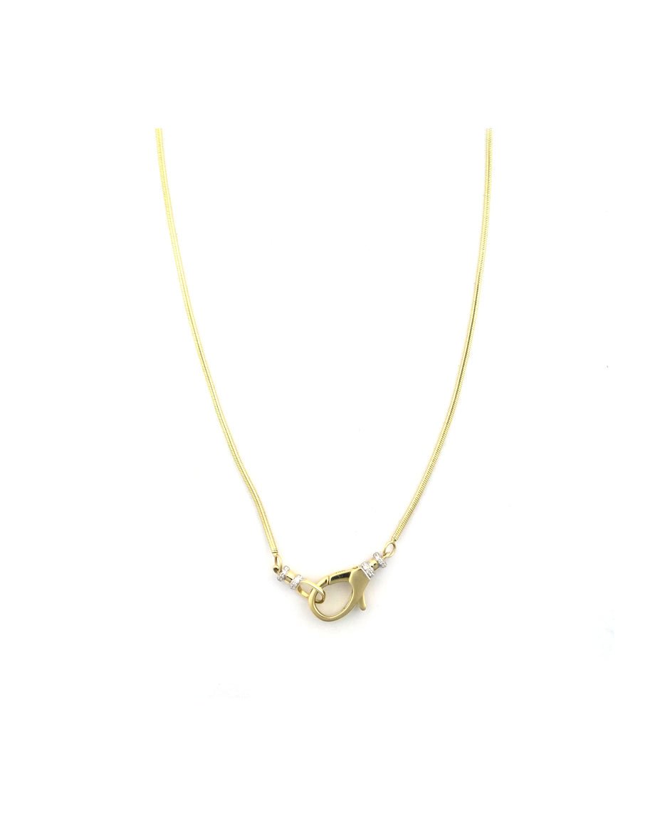 14K Gold Snake Chain Diamond Lock Necklace