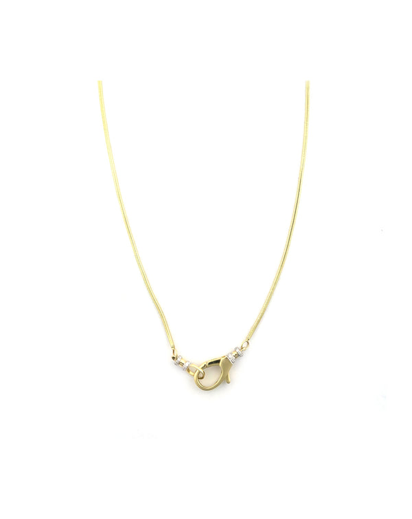 14K Gold Snake Chain Diamond Lock Necklace