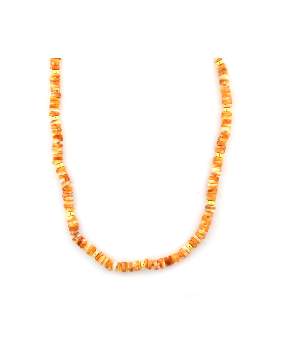 6mm Heishi Spiny Oyster Rondelle Necklace