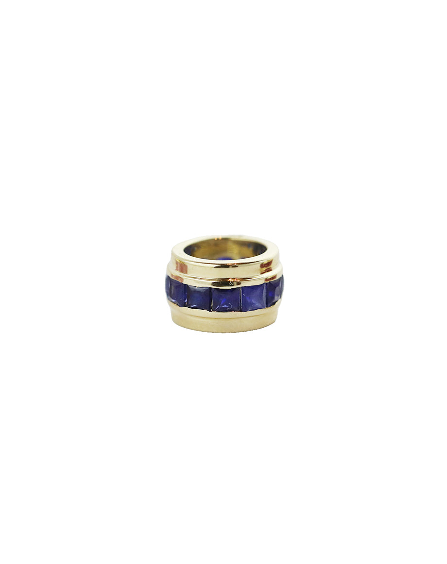 14K Gold Shiny Edge Blue Sapphire Baguette Spacer