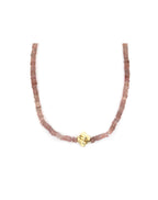Heishi Strawberry Quartz Twisted Lantern Necklace