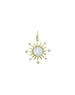 14K Gold Mother of Pearl Carved Sun Face Charm