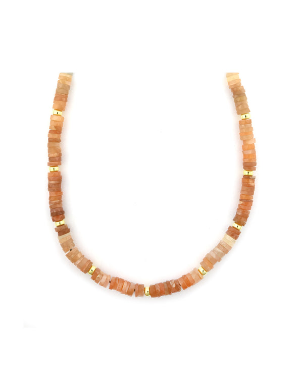 7mm Faceted Heishi Sunstone Rondelle Necklace