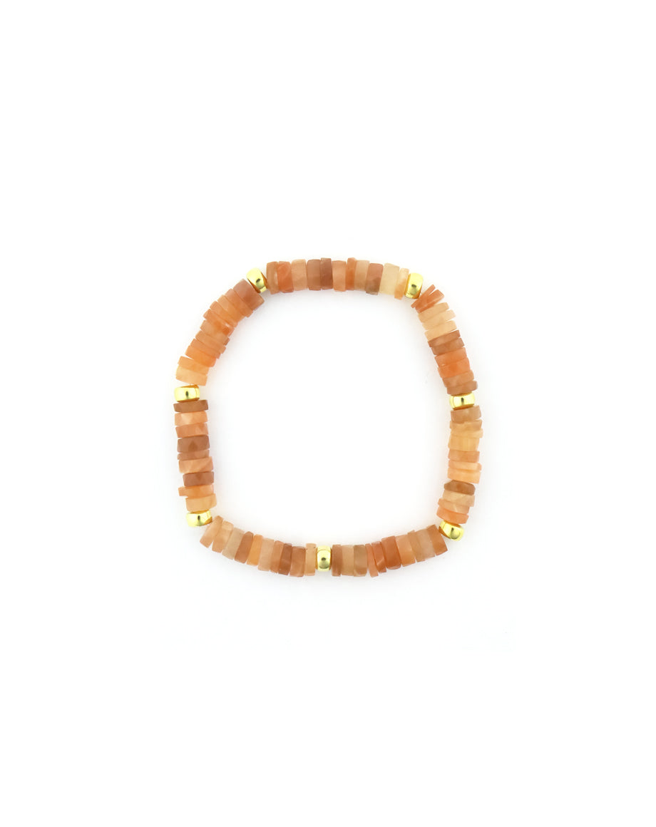 7mm Faceted Heishi Sunstone Rondelle Bracelet