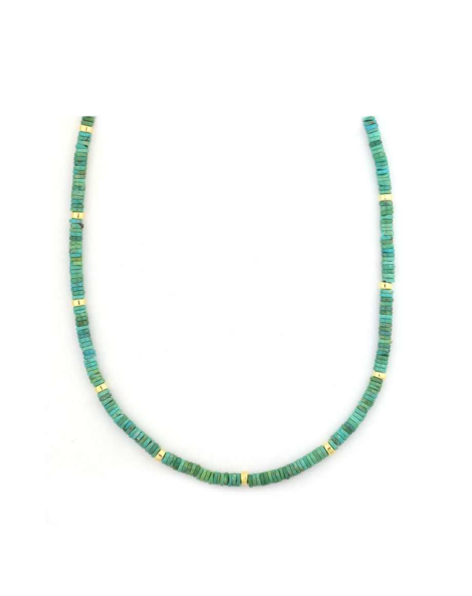 4mm Heishi Teal Turquoise Rondelle Necklace