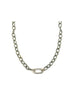 Large Luxe Lexi Lock Necklace: Silver Textured Oval Link