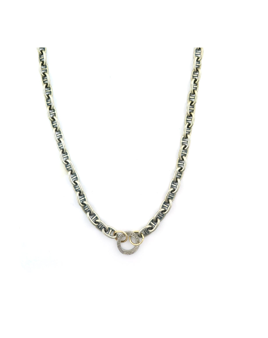 Thick Anchor Chain 12mm Silver Diamond Lock Necklace