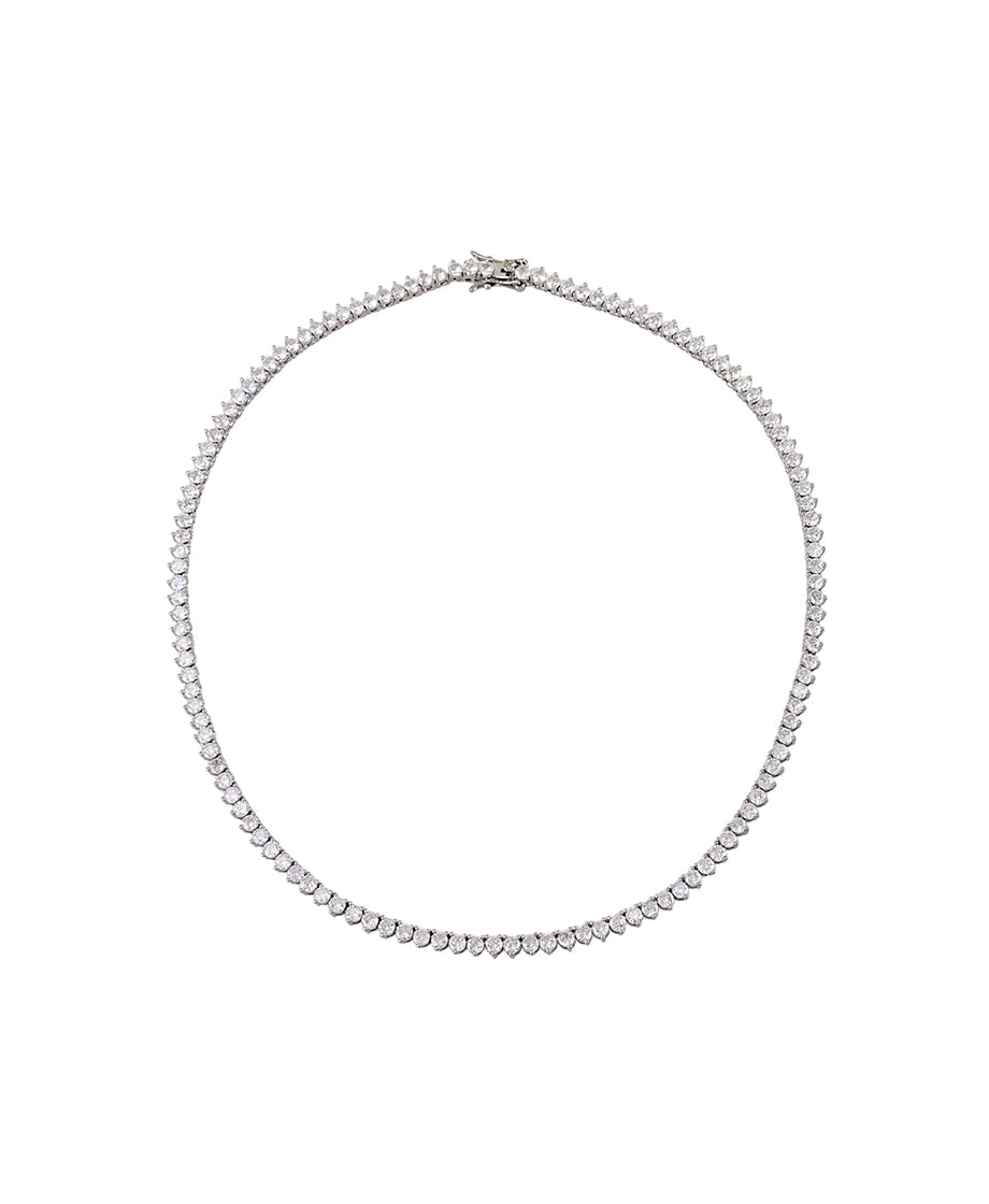 3 Prong Crystal Tennis Necklace