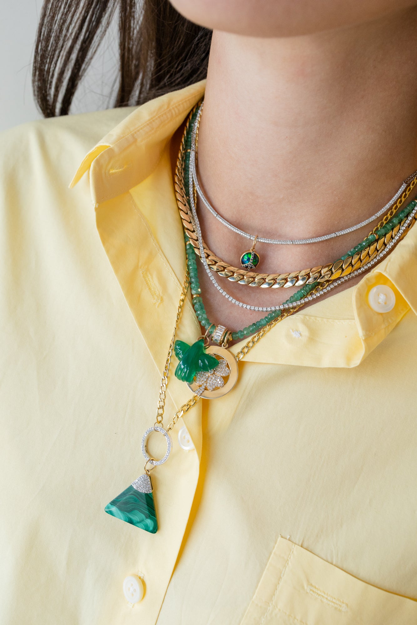 Small 14K Gold Carved Green Onyx Thunderbird Charm