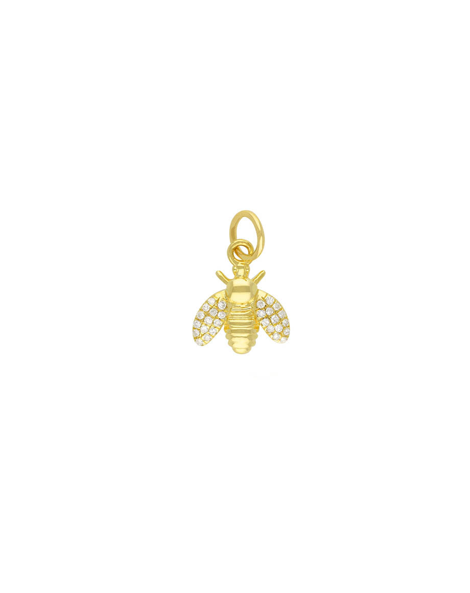 Mini 14K Gold Diamond Bumble Bee Charm