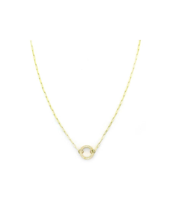 Tiny Flat 14K Gold Paper Clip Chain 12mm Lock Necklace