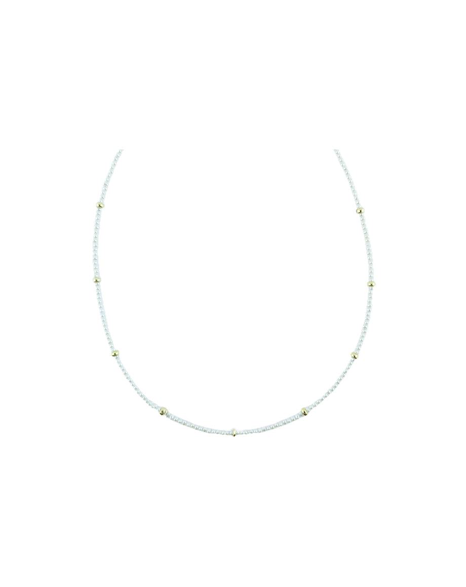 Tiny Round Seed Pearl Rondelle Necklace