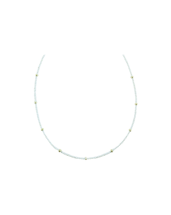 Tiny Round Seed Pearl Rondelle Necklace
